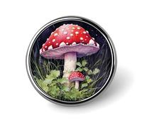 Broche insigne ronde tendance Champignons dans l'herbe Épingle à cravate insigne personnalisée élégante pour homme et femme accessoire de costume décoratif