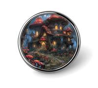 Broche insigne ronde tendance champignons et fleurs, épingle à cravate personnalisée, élégante pour homme et femme, accessoire de costume décoratif