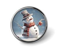 Broche insigne ronde tendance et amusante, ornée d'un bonhomme de neige de Noël, à porter à la boutonnière ou à la cravate. Broche insigne personnalisée et élégante pour homme et femme, accessoire