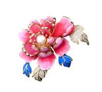 Broche inspirée de pivoine sans date avec base en alliage métallique et perles ornementales uniques pour femmes tenues vintage, taille unique, Comme décrit