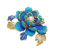 Broche inspirée de pivoine sans date avec base en alliage métallique et perles ornementales uniques pour femmes tenues vintage, taille unique, Comme décrit