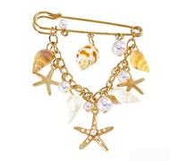 Broche inspirée du charme marin à la mode, coquille en alliage et broche étoile de mer, épingle d ' insigne multifonctionnelle pour vêtements pour femmes, de déclaration de mode