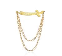 Broche islamique en forme d'épée Zulfiqar avec chaîne Bijou religieux musulman chiite Motif calligraphique arabe Cadeau pour hommes et femmes (Or)