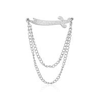 Broche islamique en forme d'épée Zulfiqar avec chaîne Bijou religieux musulman chiite Motif calligraphique arabe Cadeau pour hommes et femmes (Argent)