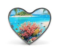 Broche Island Corals en forme de cœur, accessoire de costume pour hommes et femmes, épinglette légère en émail de 2,5 cm, idéale pour sacs à dos, chapeaux, sacs et cordons.