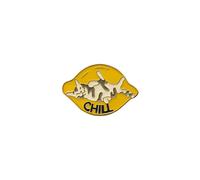 Broche italienne, chat ChiLL sur citron, broche décorative, alliage métallique avec finition dorée, émail jaune et crème, design, 3 x 2 cm, fermeture papillon