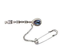 Broche Jabot sur le thème des suffragettes en verre bleu plaqué argent