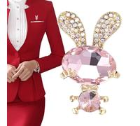 Broche lapin de Pâques en cristal mignon avec strass, chapeau de robe, lapin en cristal avec nœud papillon, émail lapin, insigne animal de dessin animé mignon, Siehe Beschreibung, Alliage, strass