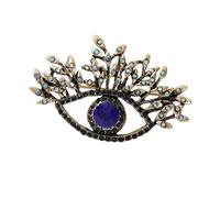 Broche légère en alliage de zinc avec breloque en forme de mauvais œil et ornements en cristal - Accessoire tendance et tendance - Strass en cristal, taille unique, Comme décrit