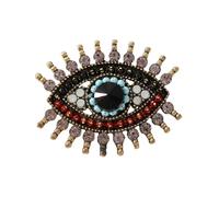 Broche légère en alliage de zinc avec breloque en forme de mauvais œil et ornements en cristal - Accessoire tendance gothique pour femme, taille unique, Comme décrit