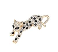 Broche léopard en cristal faite à la main avec base en alliage et strass étincelants pour fêtes spéciales, événements, tenues formelles, taille unique, Comme décrit