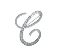 Broche lettre, broche lettre A-Z, pour femme, avec perles d'imitation, tendance, 26 lettres de l'alphabet, bijoux personnalisés, cadeaux. (C)