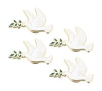 Broche Lot de 4 Pièces en Alliage de Zinc Oiseau la Paix | Blanc, Style Vintage Élégant, pour Vêtements et Sac à Dos, Cadeau pour Amies