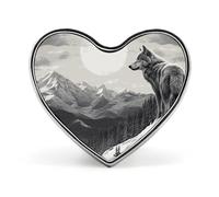 Broche Loup Solitaire des Montagnes Neigeuses - Broche en forme de cœur pour hommes et femmes, accessoires de costume, 2,5 cm, en émail léger, à accrocher à un sac à dos, un chapeau, un sac ou une lan