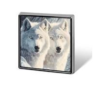 Broche Loups Âmes Sœurs Ensoleillées, insigne carré, épinglette pour col ou revers, cadeau pour femmes et hommes