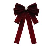 Broche luxueuse en velours avec nœud papillon et perles en strass étincelants pour mariage, fête, nœud papillon, Velvet black four le, Comme décrit