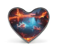 Broche magique en forme de cœur de lac de lave en alliage d'aluminium, broche tendance exquise pour robe, chapeau, sac, costume, cravate, accessoires de mariage, bijoux, cadeau, épinglettes en émail
