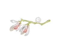 Broche Magnolia polyvalente et élégante en métal avec fermeture à épingle pour une tenue formelle et décontractée - Design sécurisé - Broche polyvalente en perles - Cadeau, taille unique, Comme décrit