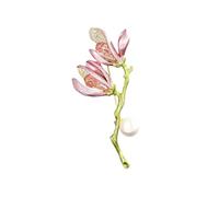 Broche Magnolia polyvalente et élégante en métal avec fermeture à épingle pour une tenue formelle et décontractée - Design sécurisé - Broche polyvalente en perles - Cadeau, taille unique, Comme décrit