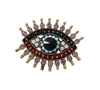 Broche mauvais œil dramatique avec motif de cils longs et strass étincelants pour accessoires de mode gothique, accessoire léger contre le mauvais œil, taille unique, Comme décrit
