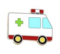 Broche médicale avec stéthoscope, cœur, cerveau, poumon, poche de sang et seringue - Motif ambulance, Normale, Métal non précieux