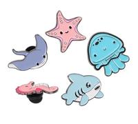 Broche Mignonne Ambiance Noël Broche de Col 5pcs en Alliage | Animaux Marins Cartoon Polis, Pin Arrière Métal, Décoration pour Paquet et Vêtements, Fête Costumée