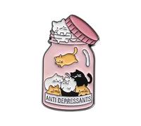 Broche mignonne en forme de chat rose en émail pour femmes et filles - Broche amusante en forme d'animal kawaii anti-dépresseur - Épinglettes pour vêtements, sacs, vestes, chapeaux, costumes