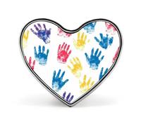 Broche mignonne en forme de cœur avec imprimés de palmiers colorés, idéale pour l'autisme. À porter comme bijou ou pour décorer vêtements, chapeaux ou sacs.