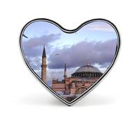 Broche mignonne en forme de cœur, inspirée de Sainte-Sophie à Istanbul, en Turquie. Idéale comme badge, épinglette ou bijou décoratif pour vêtements, chapeaux ou sacs.