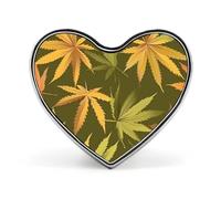 Broche mignonne en forme de feuille de cannabis hawaïenne, en forme de cœur, badge/épingle à revers, bijou/décoration pour vêtements, chapeaux et sacs.