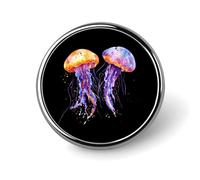 Broche mignonne en forme de méduse aquarelle, badge rond en métal, pour veste, chapeau, sac, accessoires, bijoux