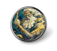 Broche mignonne en métal représentant Zeus avec le tonnerre, accessoire pour veste, chapeau, sac, bijoux