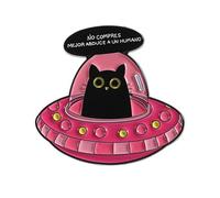 Broche minimaliste en forme de chat OVNI - Jolie broche en alliage émaillé avec motif chat dansant, 1 pièce, QHXZ3810, Métal, Agate