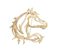 Broche minimaliste en forme de cheval, conception en alliage léger avec finition dorée pour tenue formelle et décontractée, broche évidée