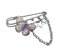 Broche minimaliste en forme d'étoile à cinq branches avec perles rondes - Double chaîne pour lacets de chaussures - Accessoire de costume - Bijoux en métal, One Size, Comme décrit