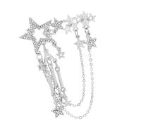 Broche moderne en forme d'étoile à cinq pointes avec pierres scintillantes - Accessoire pour un usage quotidien ou des occasions spéciales - Broche en alliage avec chaîne