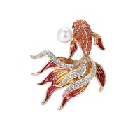 Broche multifonction amusante et sophistiquée pour pêche en or - Design élégant - Accessoire de mode portable pour les artistes - Pour les tenues quotidiennes - Broche en strass, taille unique, Comme
