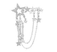 Broche multifonction en forme d'étoile polie avec strass élégants et chaîne mobile pour un usage quotidien décontracté Broche étoile en strass, taille unique, Comme décrit