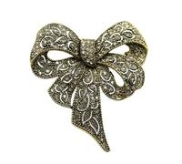 Broche multifonctionnelle en alliage en forme de nœud avec strass - Accessoire élégant pour robe, chapeau, écharpe, soirée, taille unique, Comme décrit