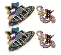 Broche Musicale 4 Pièces en Métal pour Veste et Revers | Note de Musique et Piano, Lot de Quatre Badges Fins, pour Cours, Tenue Décontractée, Étudiants, Hommes