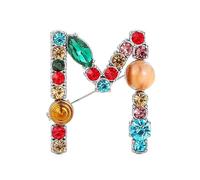 Broche nominative, broche initiale en cristal, 26 lettres de l'alphabet, bijoux pour femme. (M)