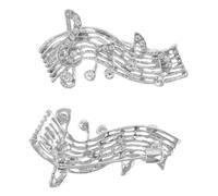 Broche Note de Musique 2 Pièces en Alliage de Zinc et Pierres Décoratives | Finition Émail Scintillante, Léger et Poli, pour Paquet à Dos, Robe, Femmes et Filles