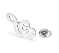 Broche note de musique en acier inoxydable pour homme et femme - Broche en forme de note de musique - Cadeau pour professeur, One Size, Acier inoxydable, Pas de pierre précieuse