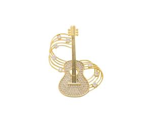 Broche Note de Musique & Guitare Pavé Cristal Pin Pour Des Tenues Élégantes