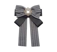 Broche nœud noir en strass pour cravate, t-shirt - Broche ruban - Broche abeille - Accessoire de vêtement pour femme, 16*21CM/6.29*8.2 INCH, Ruban et perles de strass en cristal, Pierre précieuse