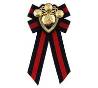Broche nœud papillon pré-noué en tissu pour homme et femme, badge britannique à rayures rouges, 12.5x7 cm, Plastique, comme description