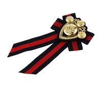 Broche nœud papillon pré-noué en tissu pour homme et femme, badge britannique à rayures rouges, 12.5x7cm, Plastique, comme description