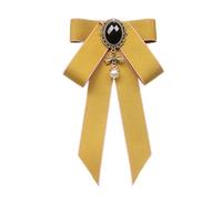 Broche nœud papillon ruban nœud papillon cadeau pour chemise uniforme costume jaune, 18cmx11cm, Plastique, comme description