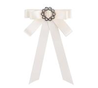 Broche Nœud Rétro en Alliage et Ruban Cristal, Blanc