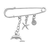 Broche océan, mer, plage, cadeau pour femme, fille, cadeau pour femme, amie, amoureux de l'océan, dauphin, océan, animal marin, jolie broche pour sac à dos, étoile de mer, conque, océan, broche pour